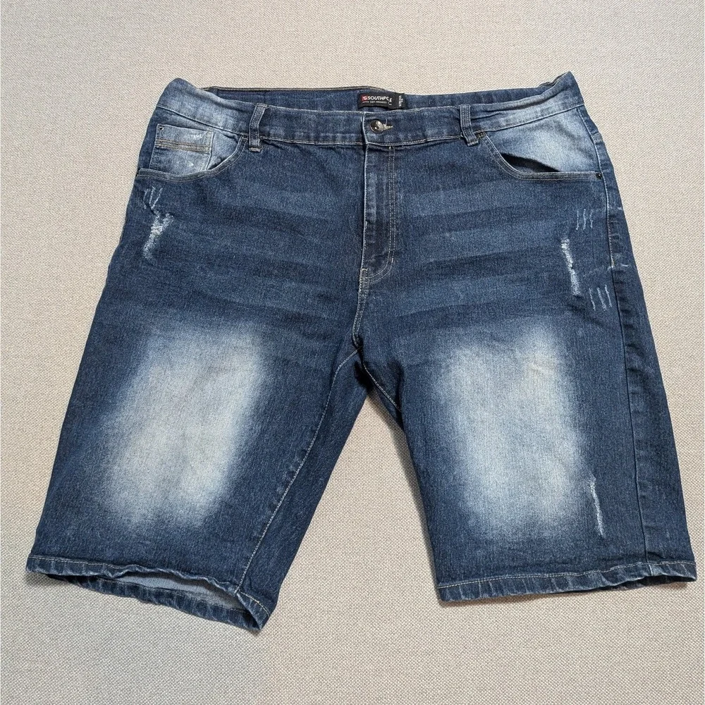 Southpole Men's 44 Blue Denim Jean Shorts Stretch Distressed Jorts Y2K Style